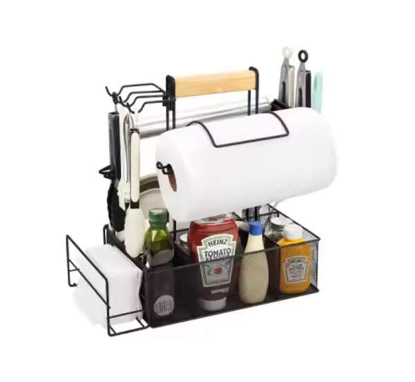 BBQ Grill Gear BBQ grill station caddy with paper towel holder and magnetic tool holder