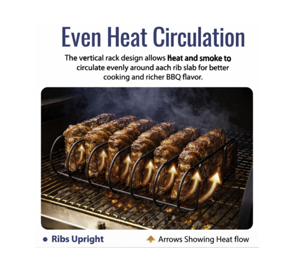 Large stainless steel rib rack holding multiple ribs upright