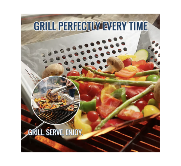 stainless steel BBQ vegetable grilling basket