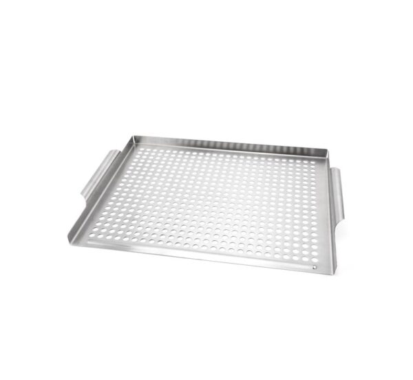 Rectangle stainless steel perforated pan for BBQ grilling