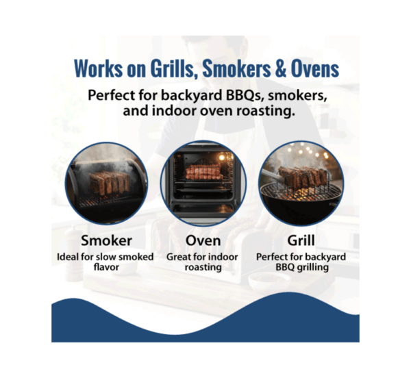 Large stainless steel rib rack holding multiple ribs upright