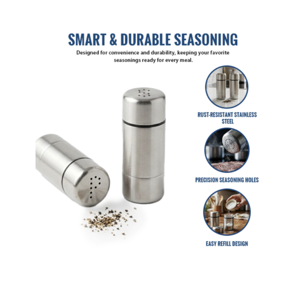 Stainless Steel Salt and Pepper Shaker set with polished finish