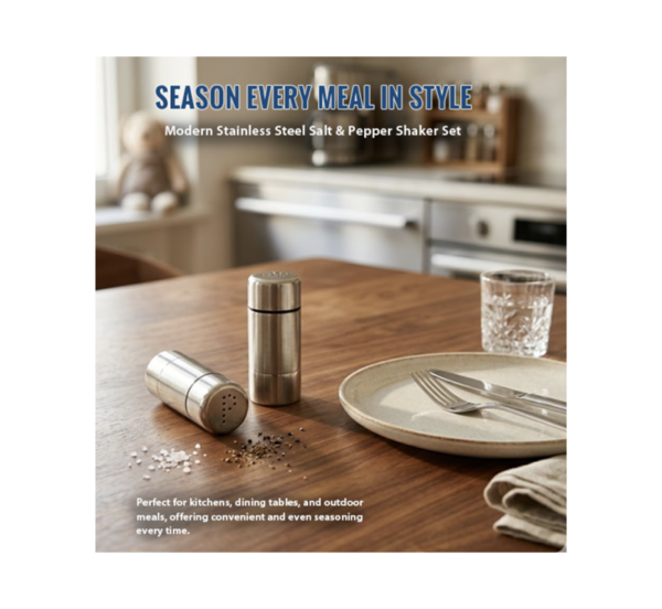 Stainless Steel Salt and Pepper Shaker set with polished finish