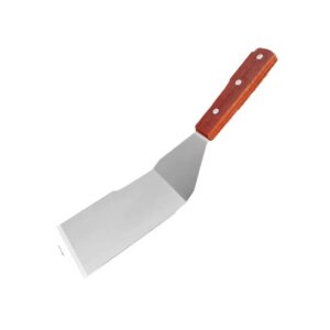 Stainless steel heat resistant silver frying spatula with flat blade