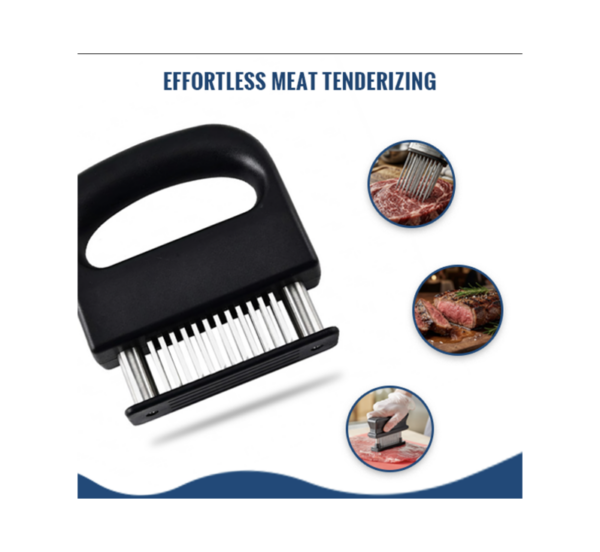 Meat tenderizer with 48 stainless steel needle blades and ergonomic handle