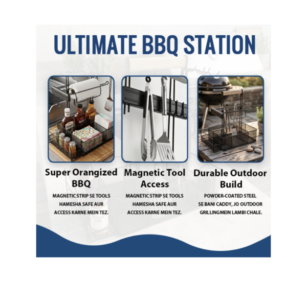BBQ Grill Gear BBQ grill station caddy with paper towel holder and magnetic tool holder