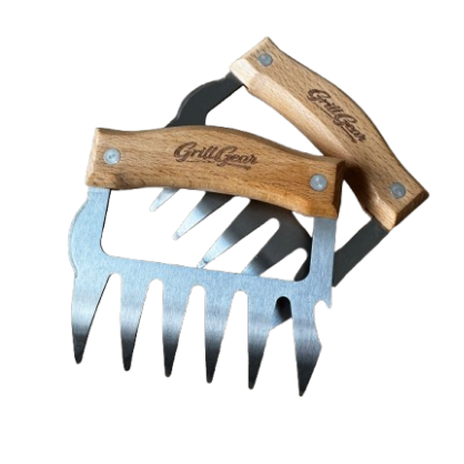 Stainless steel meat claws with wooden heat resistant handles