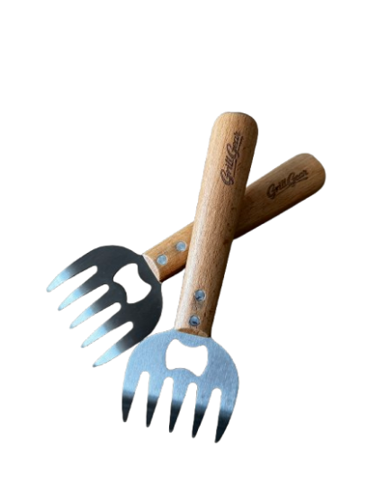 Stainless steel meat shredder claws with wooden handles for BBQ