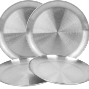 Stainless steel brushed metal BBQ dinner plates set