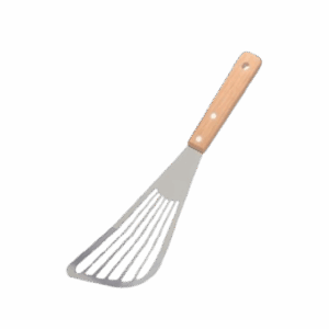 Extra wide stainless steel fish turner spatula with flexible slotted blade