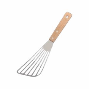 Wide stainless steel fish turner spatula with flexible slotted blade