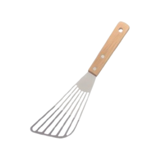 Wide stainless steel fish turner spatula with flexible slotted blade