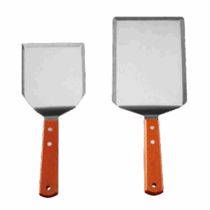 Stainless steel BBQ griddle spatula set with wide flat blades