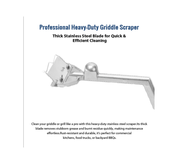 Professional heavy-duty stainless steel griddle grill scraper