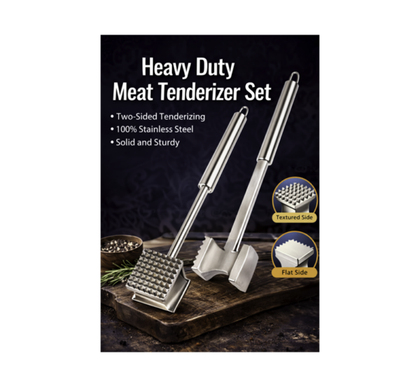 Dual-Side Meat Tenderizer Hammer with textured and flat sides
