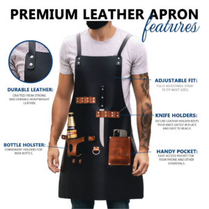 Genuine leather BBQ apron with adjustable straps