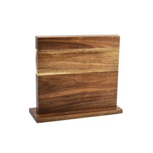 Acacia Wood Magnetic Knife Holder and Block with visible knives