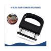 Meat tenderizer with 48 stainless steel needle blades and ergonomic handle