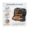 Premium 18pcs wood BBQ tools accessories set with storage box