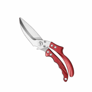 Heavy duty BBQ scissors with red handles for poultry cutting