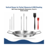 Stainless steel vertical skewer with drip pan for grill and oven