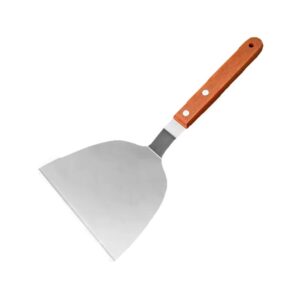 Large stainless steel silver hamburger spatula with wide flat blade