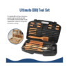 Premium 18pcs wood BBQ tools accessories set with storage box