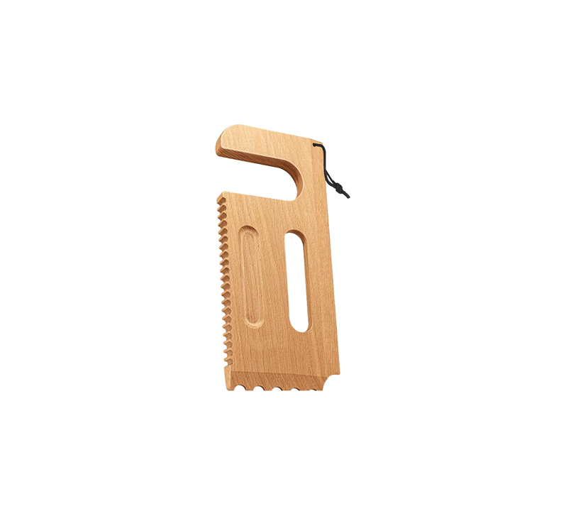 Bristle-free wooden grill scraper cleaning metal grill grates
